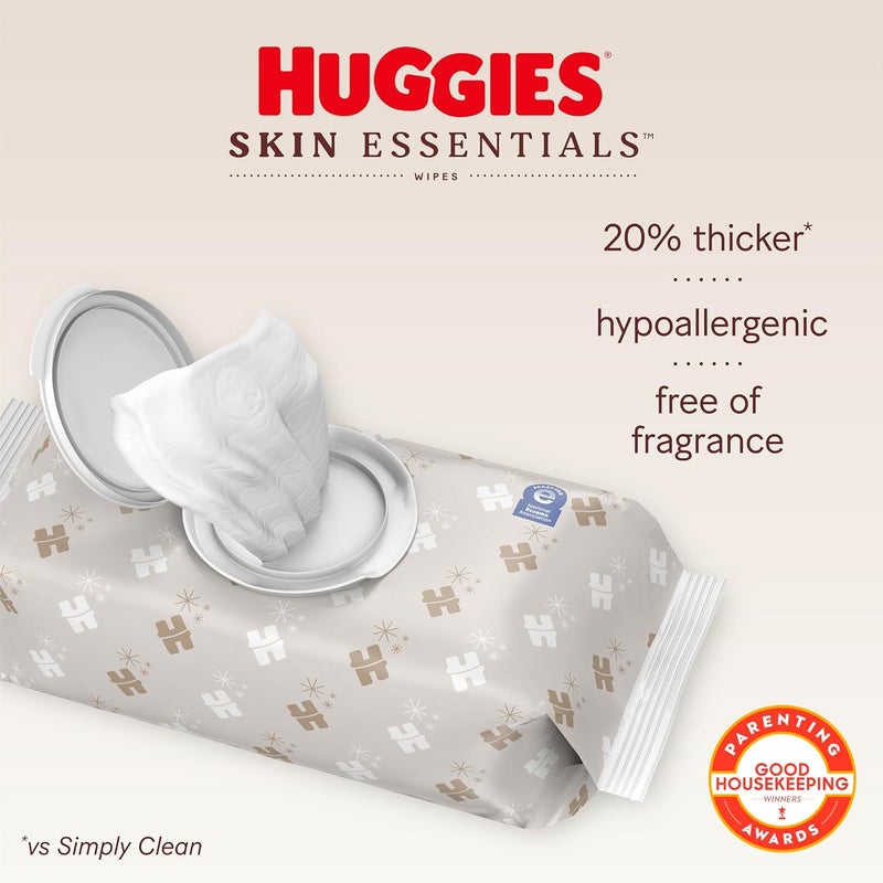HUGGIES Skin Essentials Baby Wipes, Hypoallergenic, 99% Water, 2 Flip Top Packs (112 Wipes Total) - Image 2